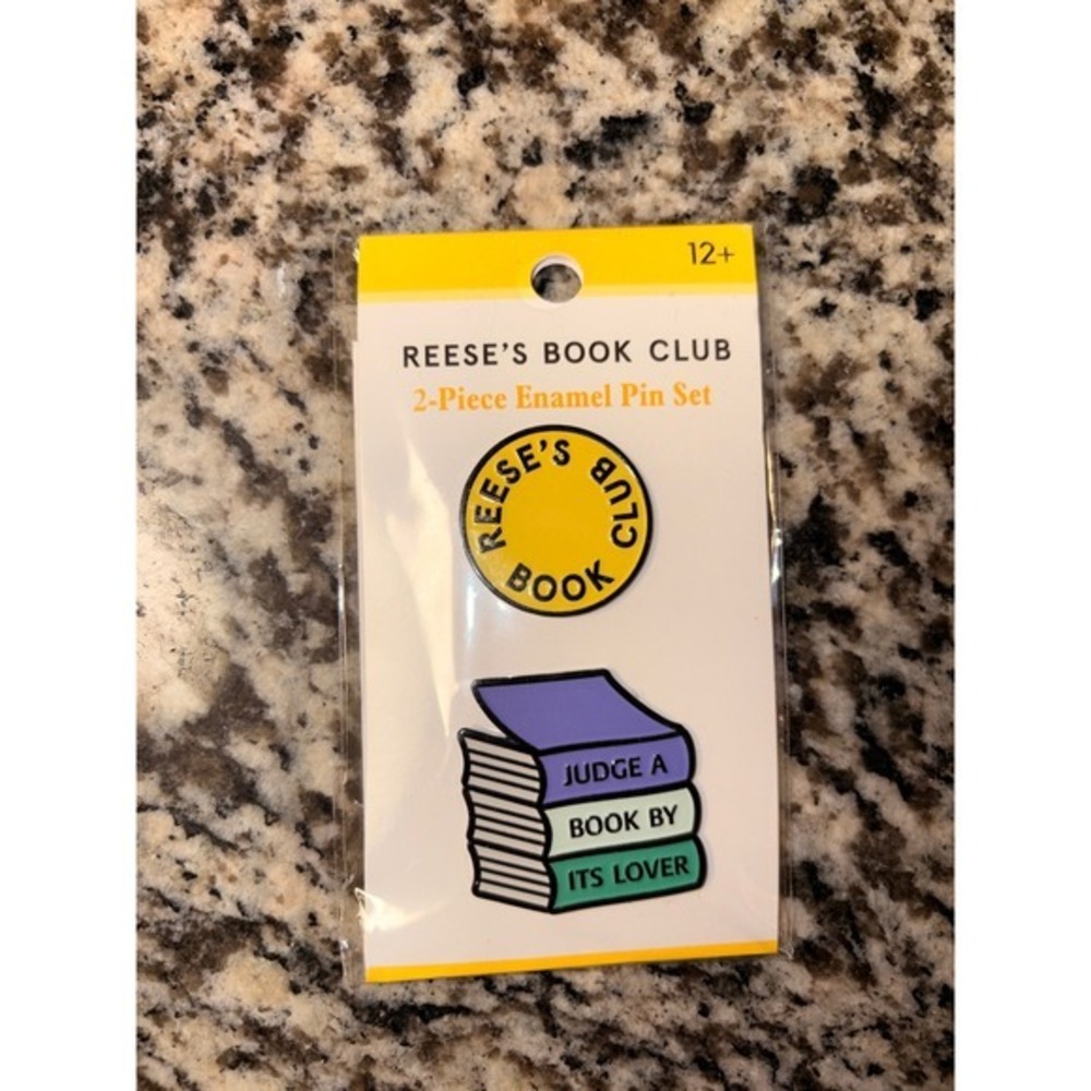 Reese's Book Club 2-Piece Enamel Pin Set Yellow Logo & Book Stack Pins NEW